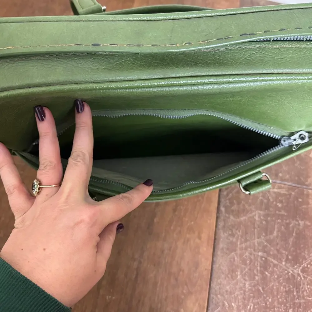 Vintage Samsonite Silhouette Denver, CO Green Zipper Carry-on Train‎ Bag Handles